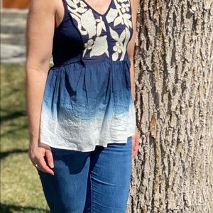 Floreat Embroidered peplum tank